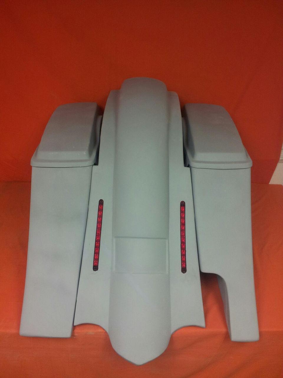 Harley Davidson 6" Heritage Softail Out & Down Extended Saddlebags Lids LED Fender Right Side Cut Out