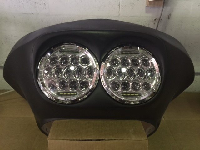 DUAL 7" DAYMAKER 75 WATT LED Replacement ROAD GLIDE Chrome Light Bulb Headlight Motorcycle Harley Bezel