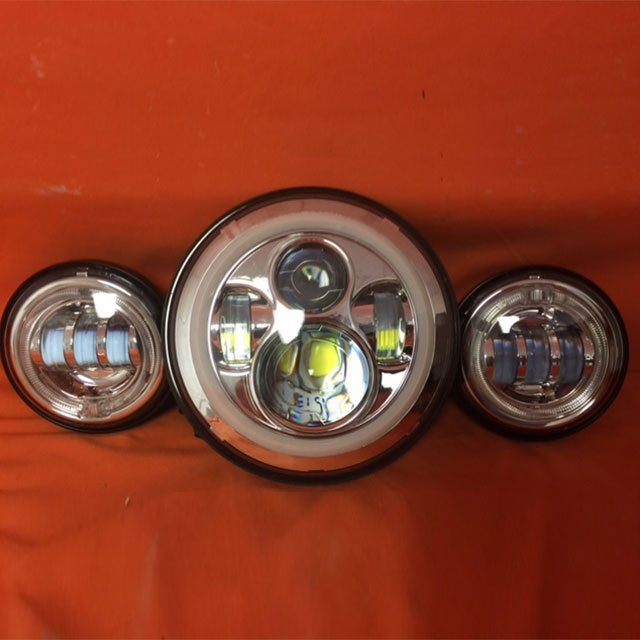7" DAYMAKER Pink HALO Headlight Dual 4.5" - 4 1/2" PINK HALO Auxiliary AUX Chrome Spot Passing LED Fog Lights Bulb Harley SET