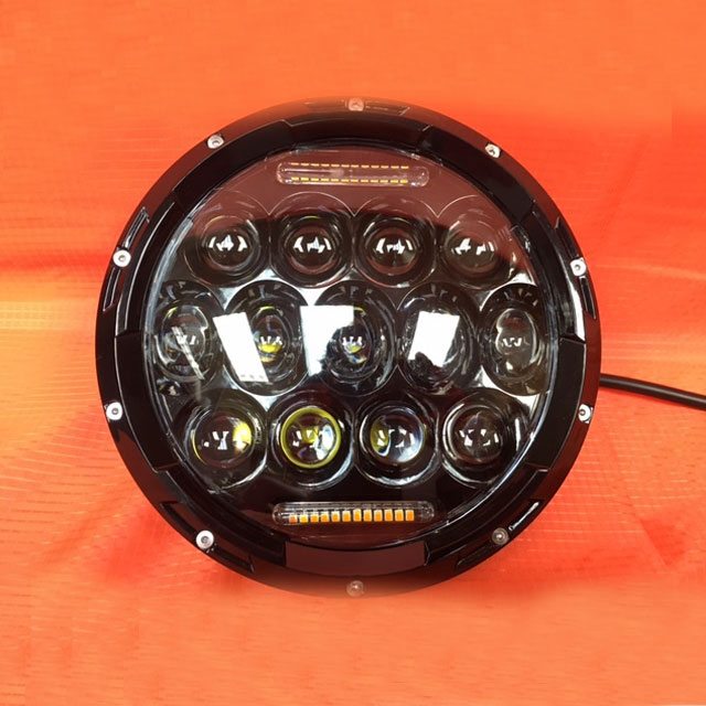 7" DAYMAKER 75W BLACK Projector HID LED Light Bulb Headlight Motorcycle Harley with PINK HALO