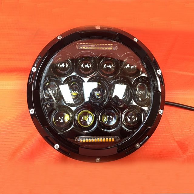 7" DAYMAKER 75W BLACK Projector HID LED Light Bulb Headlight Motorcycle Harley with ORANGE HALO