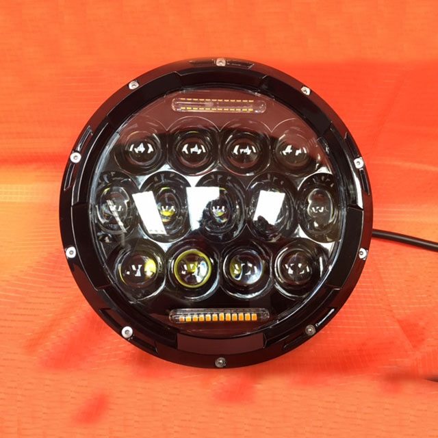 7" DAYMAKER 75W BLACK Projector HID LED Light Bulb Headlight Motorcycle Harley with BLUE HALO