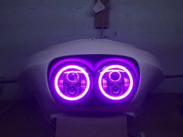 DUAL 7" DAYMAKER 2014 - 2018 PINK HALO LED Replacement ROAD GLIDE Chrome Light Bulb Headlight Harley Bezel