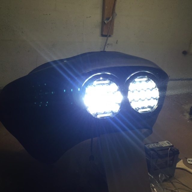 DUAL 7" DAYMAKER 75 WATT LED Replacement ROAD GLIDE Black Light Bulb Headlight Motorcycle Harley Bezel