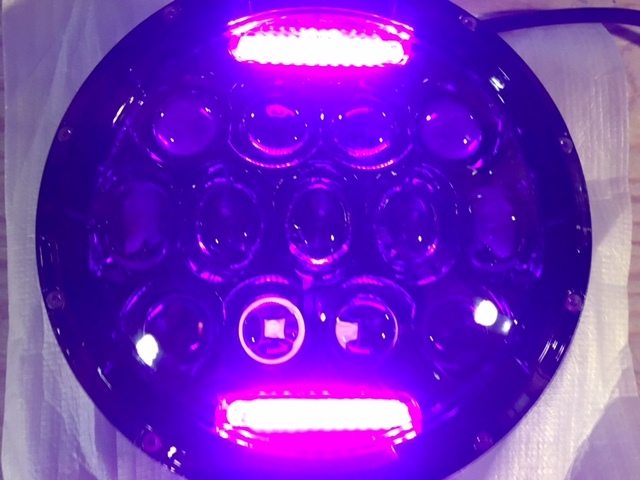7" DAYMAKER 75W CHROME Projector HID LED Light Bulb Headlight Motorcycle Harley with PINK HALO