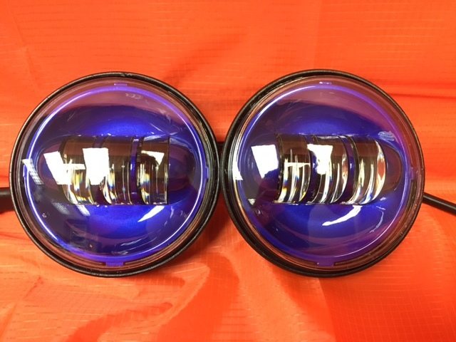 4.5" Auxiliary DAYMAKER BLUE Spot Passing HID LED Fog Lights Bulb Motorcycle Harley AUX PAIR 4-1/2"