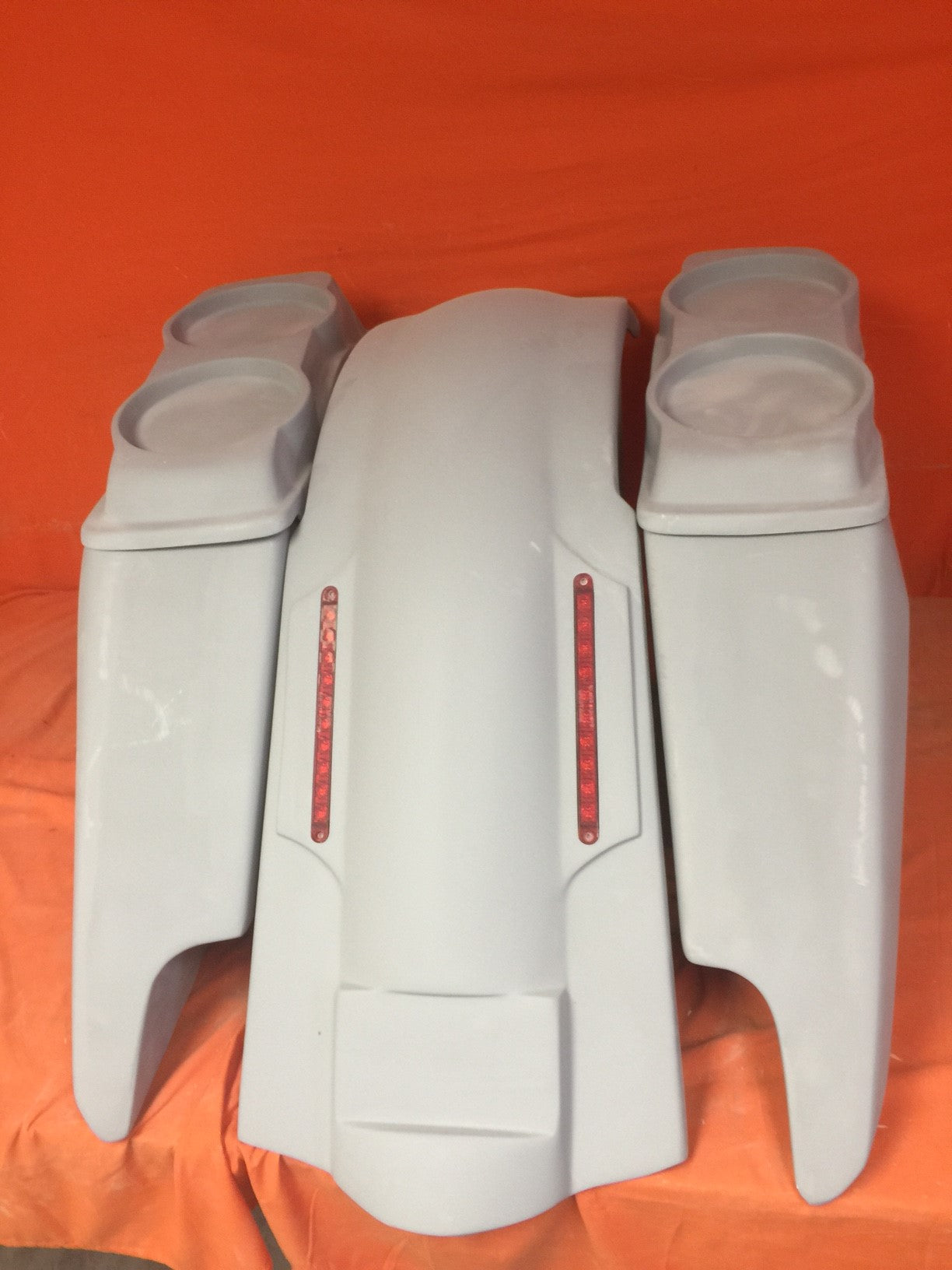 Harley Davidson 5" Fifty Five Extended Stretched Saddlebag LED Fender Kit - Dual Cut Outs Dual 6.5" Speaker Lids
