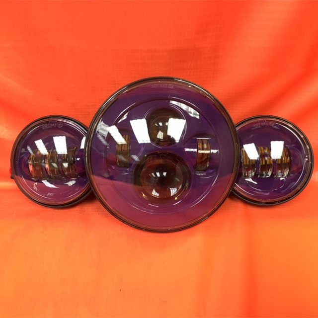 7" DAYMAKER PURPLE Headlight Dual Purple 4.5" - 4 1/2" Auxiliary AUX Spot Passing LED Fog Lights Bulb Harley SET