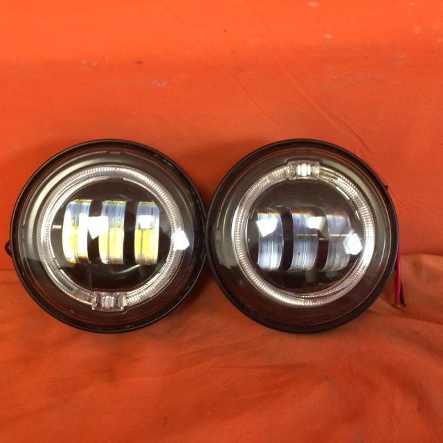 4.5" Auxiliary DAYMAKER Black Spot With GREEN Halo Passing HID LED Fog Lights Bulb Motorcycle Harley AUX PAIR 4-1/2"
