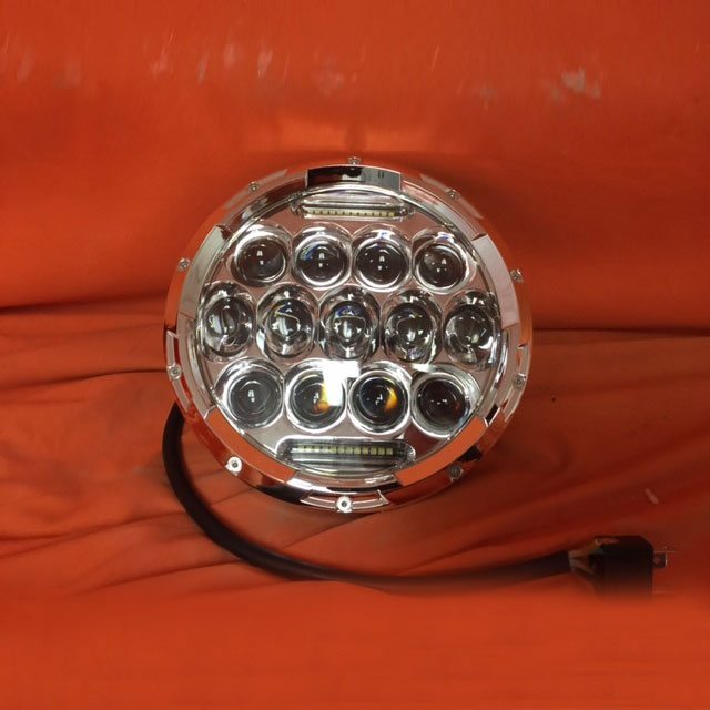 7" DAYMAKER 75W CHROME Projector HID LED Light Bulb Headlight Motorcycle Harley with ORANGE HALO