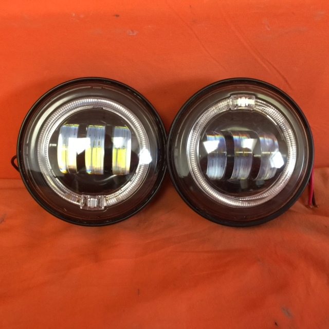 4.5" Auxiliary DAYMAKER Black Spot With ORANGE Halo Passing HID LED Fog Lights Bulb Motorcycle Harley AUX PAIR 4-1/2"