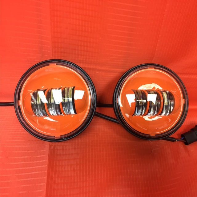 4.5" Auxiliary DAYMAKER ORANGE Spot Passing HID LED Fog Lights Bulb Motorcycle Harley AUX PAIR 4-1/2"