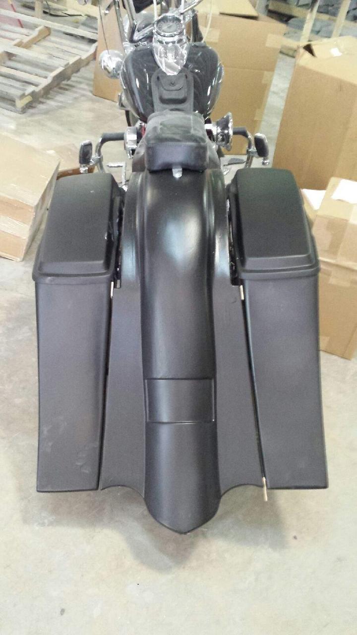 Harley Davidson 6" Heritage Softail Out & Down Extended Saddlebags Lids LED Fender No Cutouts