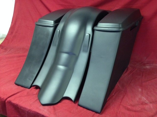 Harley Davidson 6" Extended Saddlebags Out & Down Bags Lids & Custom Rear Fender No Cut Outs - PROMO