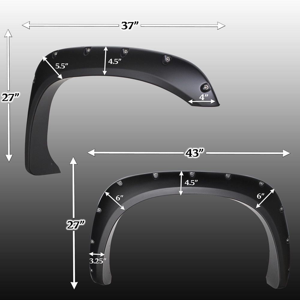 Fender Flares for 02-08 Dodge Ram 15/2500/35 Bolt On 4pc Set Pocket Rivet Style