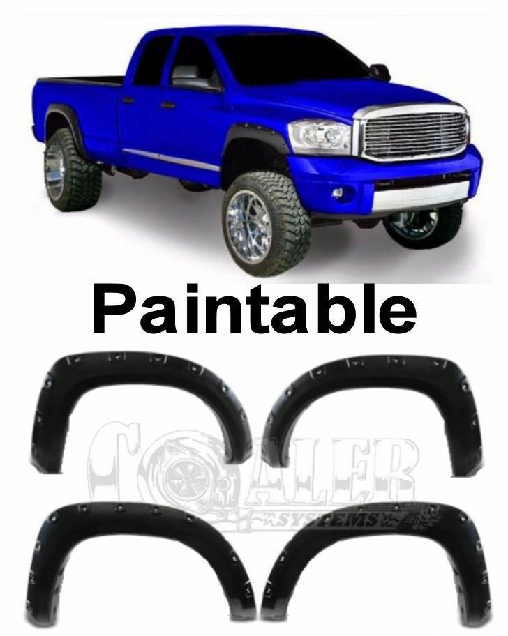 Fender Flares for 02-08 Dodge Ram 15/2500/35 Bolt On 4pc Set Pocket Rivet Style