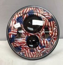 7" DAYMAKER Replacement American Flags Design Projector HID LED Light Bulb Headlight Motorcycle Harley