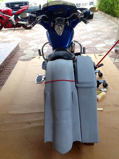 Honda VTX 1800 / 1300 6" Extended Stretched Out & Down Bags   Rear Fender   Right Side Cut Out Onlly - No lids