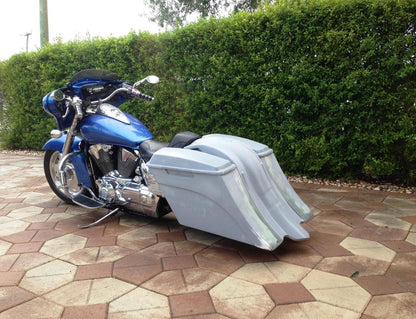 Honda VTX 1800 / 1300 6" Extended Stretched Out & Down Bags   Rear Fender   Right Side Cut Out Onlly - No lids