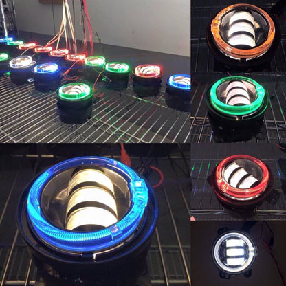 7" DAYMAKER Pink HALO Headlight   Dual 4.5" - 4 1/2" PINK HALO Auxiliary AUX Black Spot Passing LED Fog Lights Bulb Harley SET