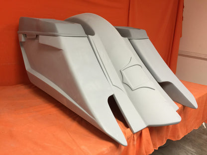 Harley Davidson 6" Trendsetter Extended Saddlebag Fender Kit - Dual Cut Outs Dual 6 x 9 Speaker Lids / 2014 - 2023