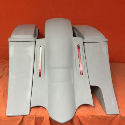 Honda Shadow Sabre 1100 6" Extended Saddlebags Out & Down Bags   LED Rear Fender Right Cut Out   Lids