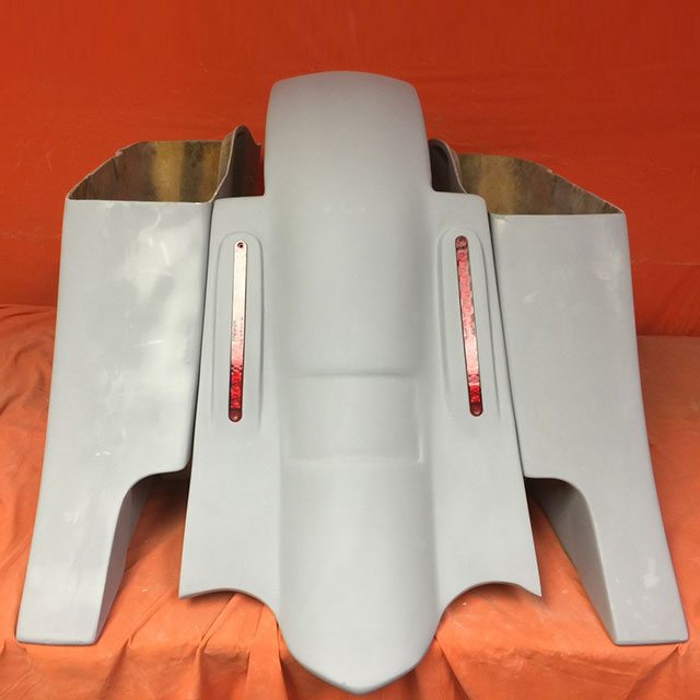 Honda Shadow Sabre 1100 6" Extended Saddlebags Out & Down Bags   LED Rear Fender Dual Cut Out