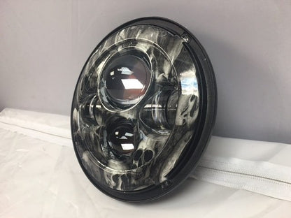 7" DAYMAKER Replacement Custom Skull Design Projector HID LED Light Bulb Headlight Motorcycle Harley