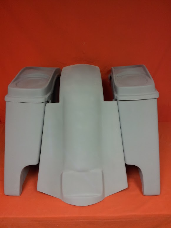 Harley Davidson 4" Extended Stretched Saddlebags + Dual 6.5 Speaker Lids &amp; Replacement Fender 09 - 13