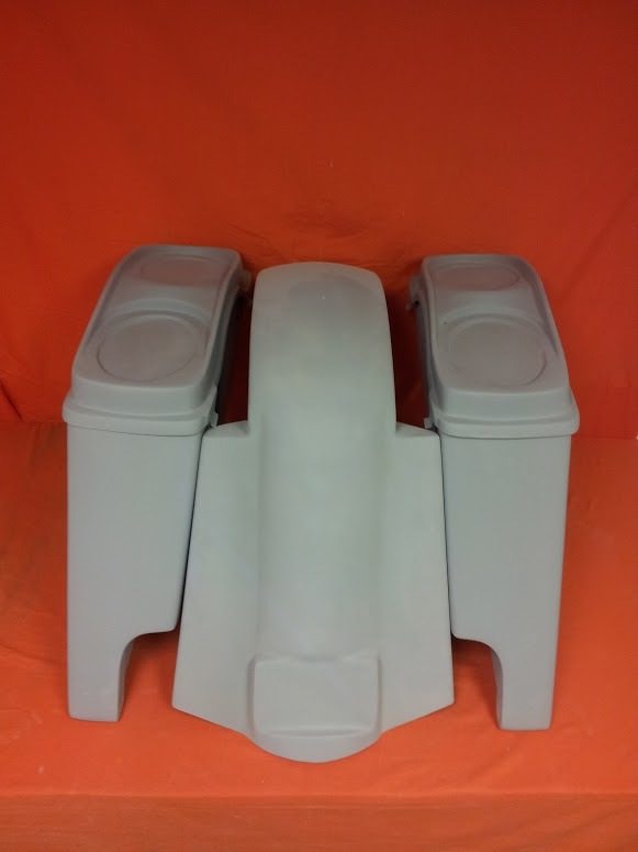 Harley Davidson 4" Extended Stretched Saddlebags   Dual 6 x 9 Speaker Lids & Replacement Fender 89 - 08