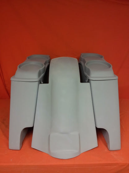 Harley Davidson 4" Extended Stretched Saddlebags + Dual 6 x 9 Speaker Lids & Replacement Fender 09 - 13
