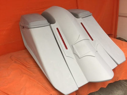 Harley Davidson 6" Trendsetter Extended Saddlebag LED Recess Plate Fender Kit - No Cut Outs   Lids / 2014 - 2018