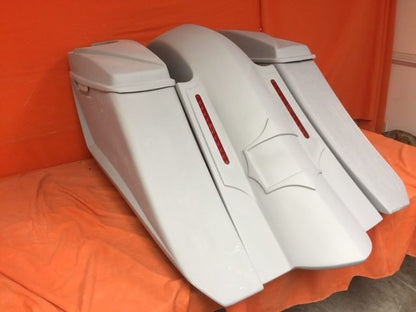 Harley Davidson 6" Trendsetter Extended Saddlebag LED Recess Plate Fender Kit - No Cut Outs   6 x 9 Speaker Lids / 2014 - 2018