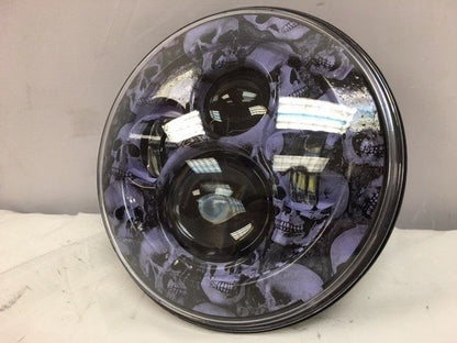 7" DAYMAKER Replacement Custom Purple Skull Design Projector HID LED Light Bulb Headlight Motorcycle Harley