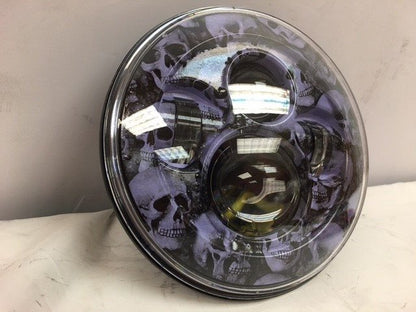 7" DAYMAKER Replacement Custom Purple Skull Design Projector HID LED Light Bulb Headlight Motorcycle Harley