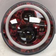 7" DAYMAKER Custom Red With White Halo Skull Design Projector HID LED Light Bulb Headlight Motorcycle Harley