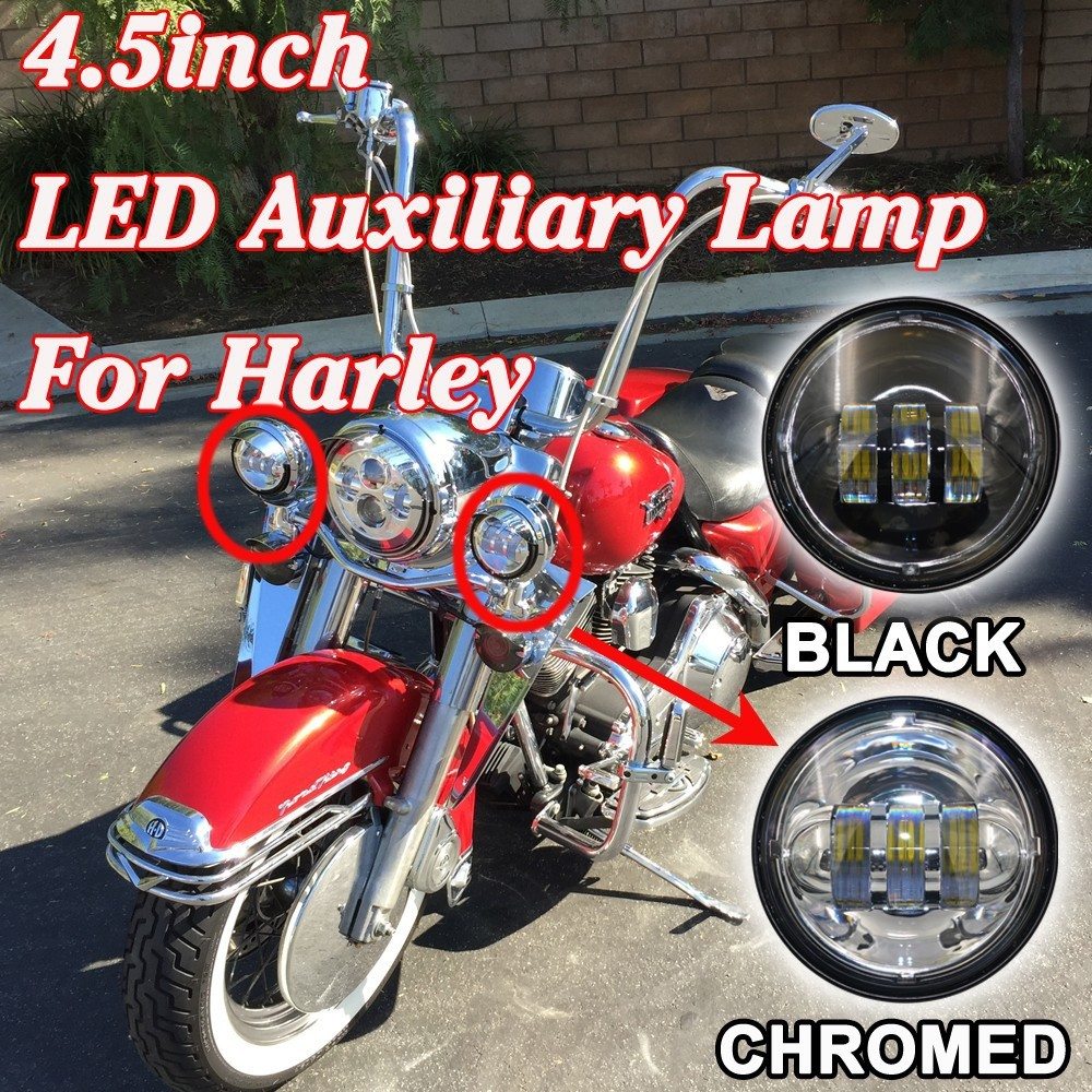 4.5" Auxiliary DAYMAKER Black Spot Passing HID LED Fog Lights Bulb Motorcycle Harley AUX PAIR 4-1/2"