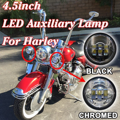 7" DAYMAKER BLUE Headlight   Blue Dual 4.5" - 4 1/2" Auxiliary AUX Spot Passing LED Fog Lights Bulb Harley SET
