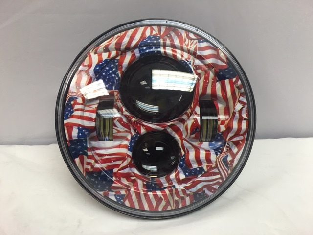 7" DAYMAKER Replacement American Flags Design Projector HID LED Light Bulb Headlight Motorcycle Harley