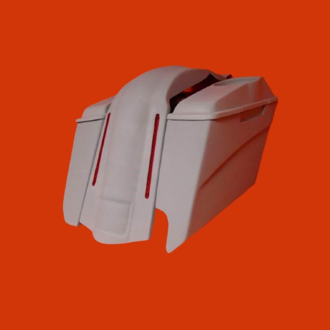 Harley Davidson 5" Stretched Extended Saddlebags Right CutOut LED Fender   6x9 Speaker Lids