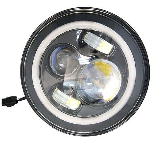 7" DAYMAKER Black Angel Eye WHITE HALO Projector HID LED Light Bulb Headlight Motorcycle Harley