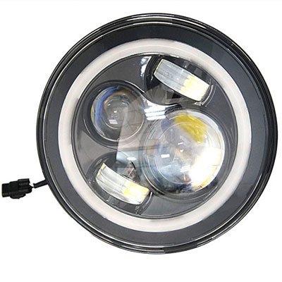 7" DAYMAKER Black Angel Eye WHITE HALO HID LED Light Bulb Headlight Motorcycle Kawasaki Vulcan Nomad 1500 / 1600
