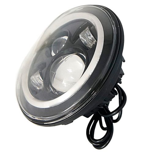 7" DAYMAKER Black Angel Eye WHITE HALO Projector HID LED Light Bulb Headlight Motorcycle Harley