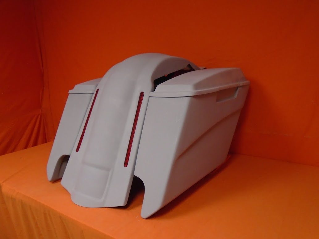 Harley Davidson 5" Softail Heritage Extended Stretched Saddlebags Lids LED Fender Dual CutOuts