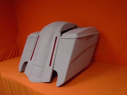 Harley Davidson 5" Softail Heritage Extended Stretched Saddlebags Lids LED Fender Dual CutOuts