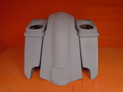Harley Davidson 5" Extended Stretched Saddlebags Dual 6.5" Speaker Lids With Cut Outs
