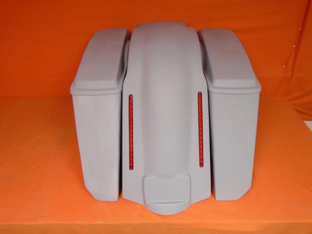 Harley Davidson 5" Stretched Extended Saddlebags No Cut Outs LED Fender Lids