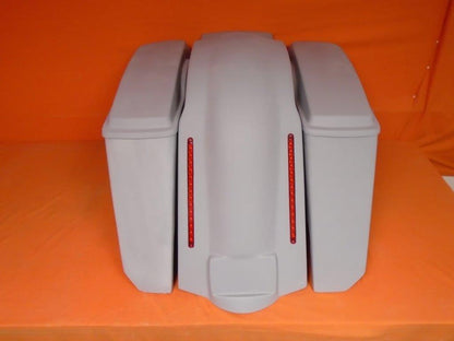 Harley Davidson 5" Stretched Extended Saddlebags No Cut Outs LED Fender Lids