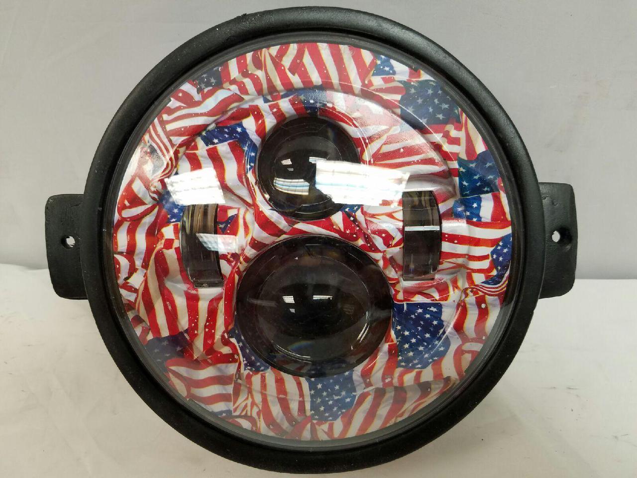 7" Kawasaki Voyager & Vaquero DAYMAKER Replacement Headlight American Flags LED Light Projector HID Bulb