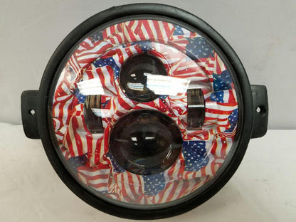7" Kawasaki Voyager & Vaquero DAYMAKER Replacement Headlight American Flags LED Light Projector HID Bulb